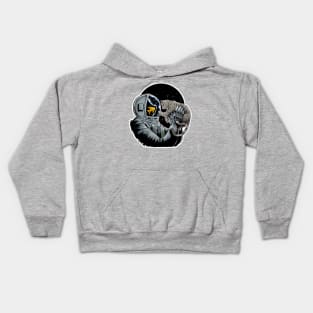 Astronaut - Grey Cat and Fish T-Shirt Kids Hoodie